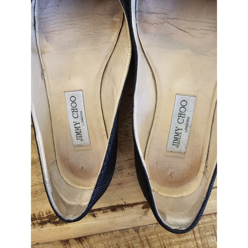 Jimmy Choo Ballet Flats Pointed Toe Women's Size 37/7 Slip On Black - Picture 13 of 16